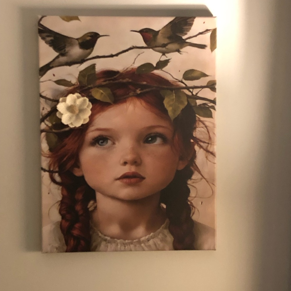Artistic Canvas with Girl and Birds
